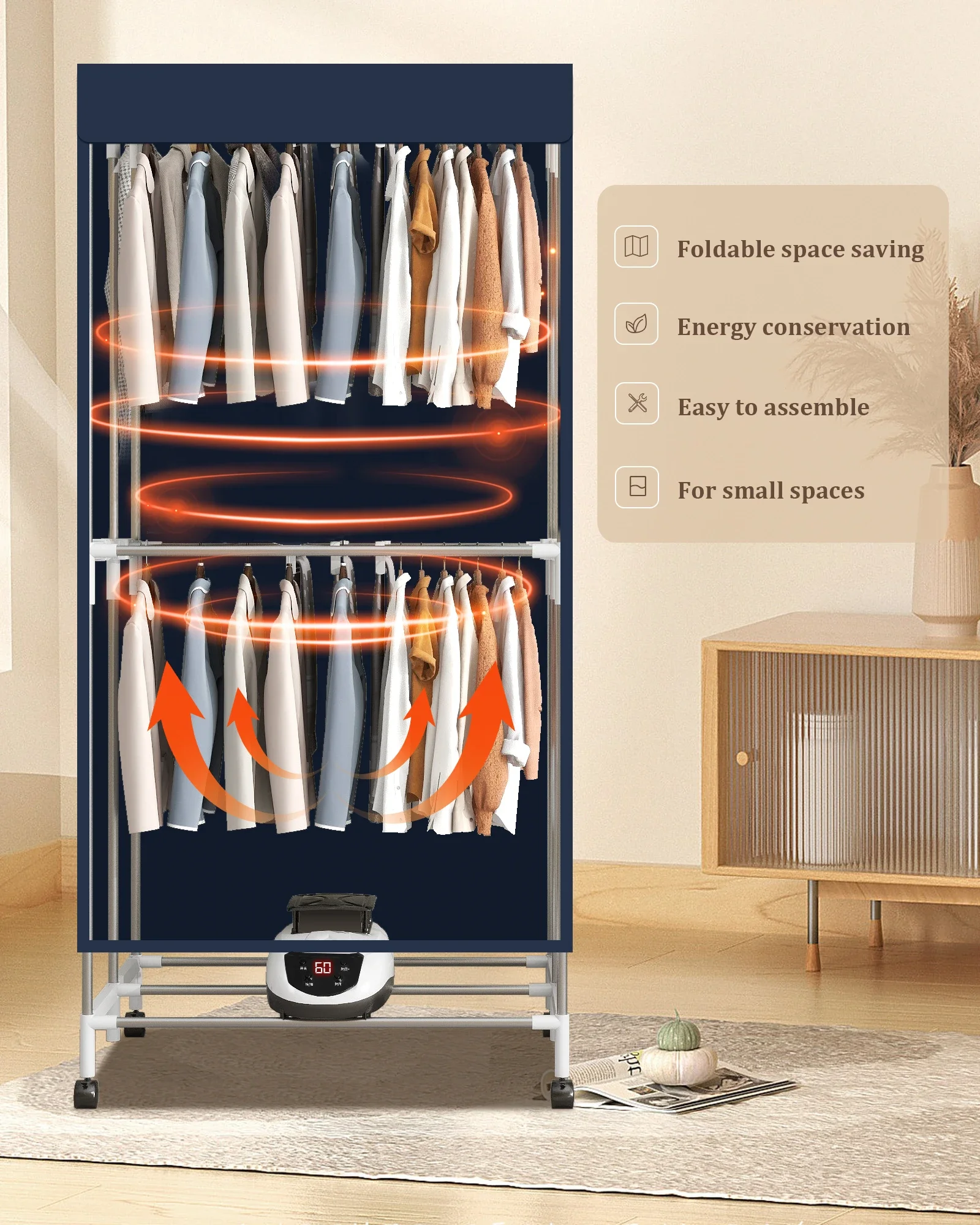 110V-220V Portable Electric 15kg Folding Clothes Dryer Machine Fast Drying Machine