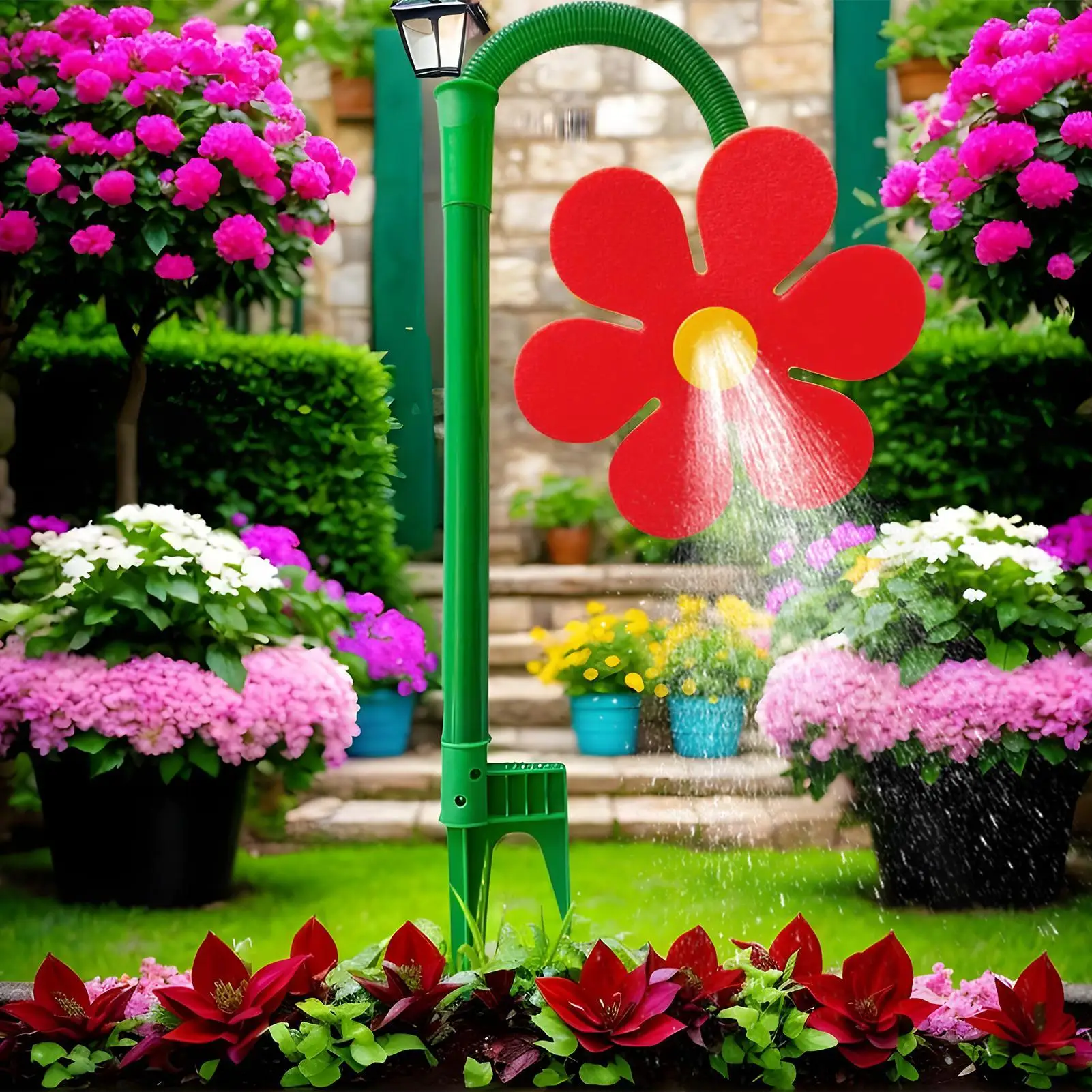 NEW Crazy Spin Sprinkler Flower Shape Dancing Daisy Sprinklers 360 Rotating Water Spray for Yard Lawn Watering Garden Decor