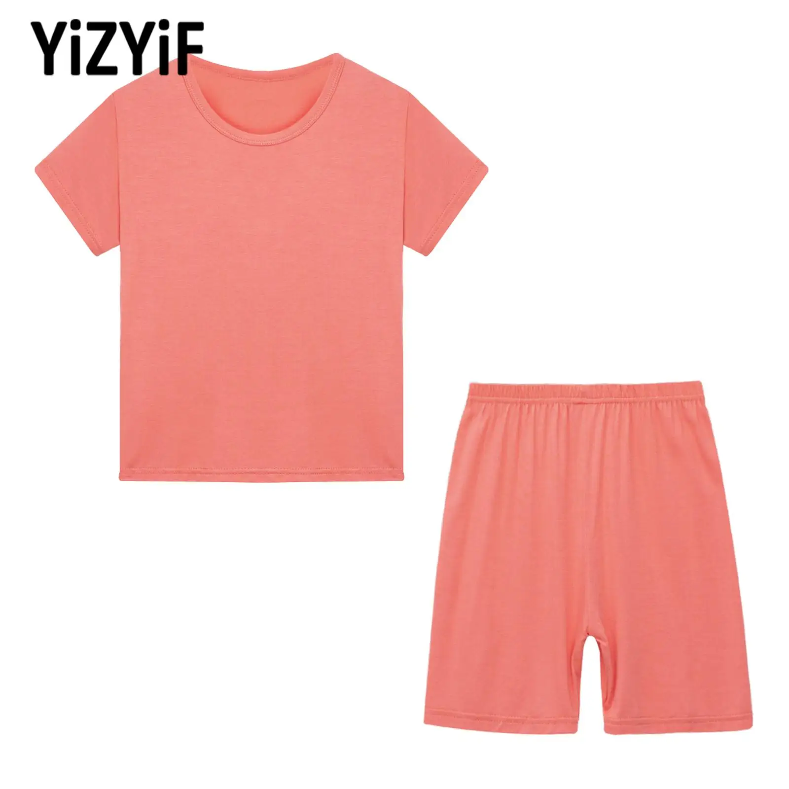 Girls Boys Casual Tracksuit Silky Badminton Tennis Sport Outfit Kids Solid Color Short Sleeve T-shirts Top Shorts Set Sportswear