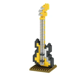 Musical Instrument Building Blocks - Mini Piano & Guitar DIY Assembly Educational Toy Set (Electric bass)