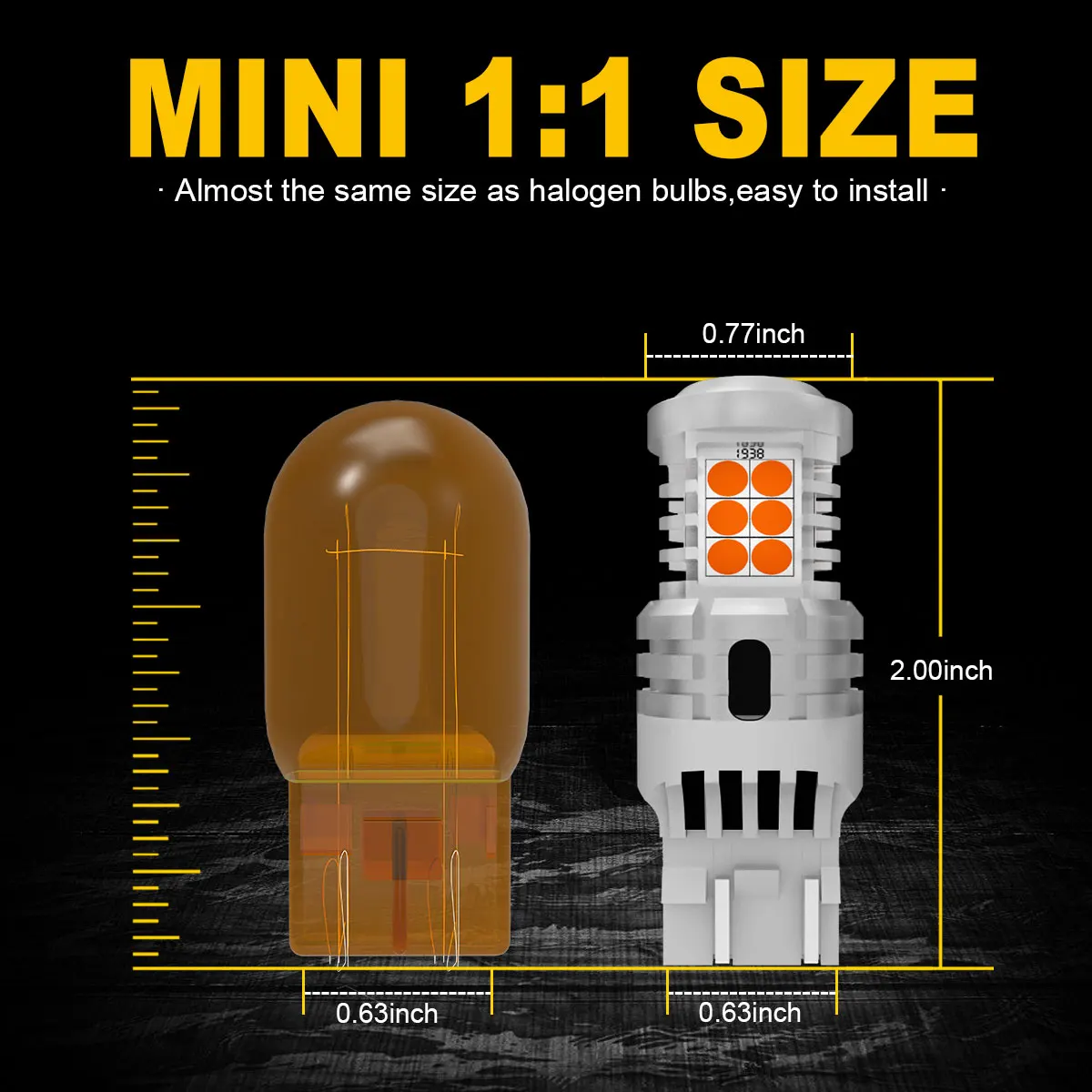 Ampoule Led P21W BA15S 24 SMD 3020 - CANBUS - Orange Clignotant