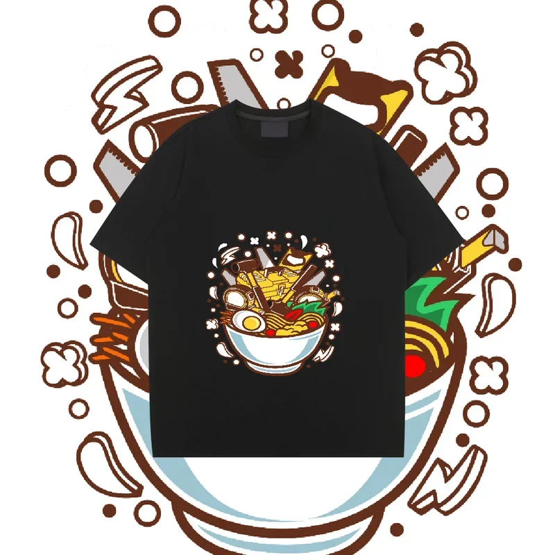 

Черные футболки в стиле лапши, хлопковая Футболка оверсайз, футболка с коротким рукавом, футболки большого размера, футболки Y2K, топы Clo