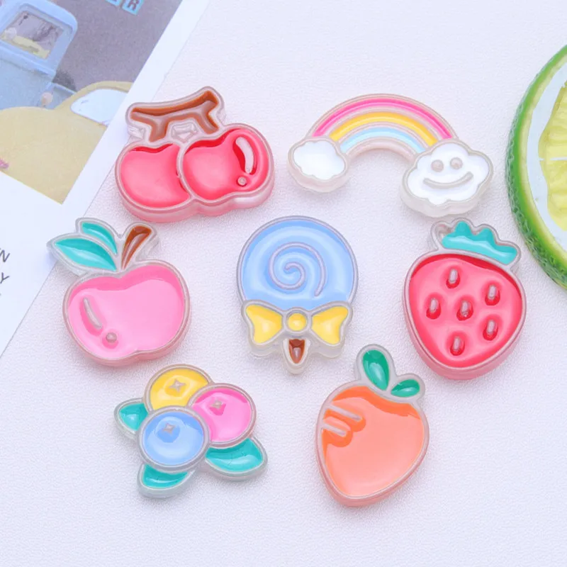 

10Pcs Cartoon Oil Dripping Food Resin DIY Shoes Hat Icebox Barrette Mobile Phone Case Scrapbook Cream Glue Flat Back Resin