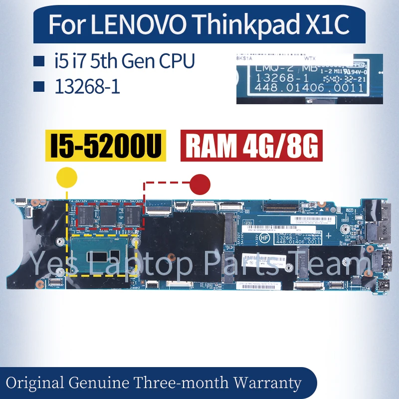 lenovothinkpad-x1第3世代x1c2015ラップトップi5-5200u-ram4g8gノートブック用