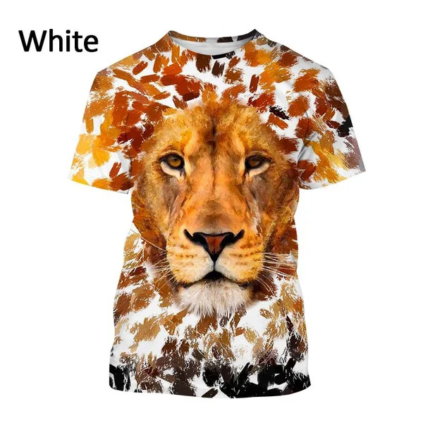 

Hot Sale New Men's Lion Head Print Short Sleeve Hip Hop Style Cool Animal & Beast Indoor Clothing Top T Shirt