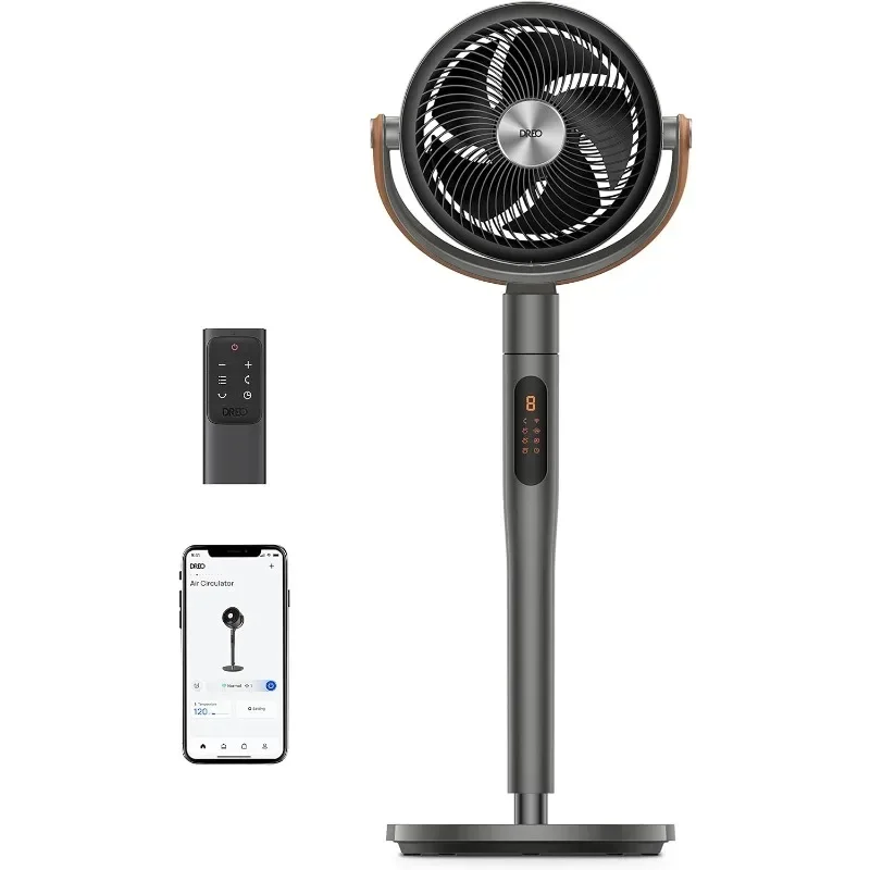

Dreo Pedestal Fan with Remote, PolyFan 513S, 43'' Quiet Standing Fan for Home Bedroom, 120°+105° Smart Oscillating Floor Fans