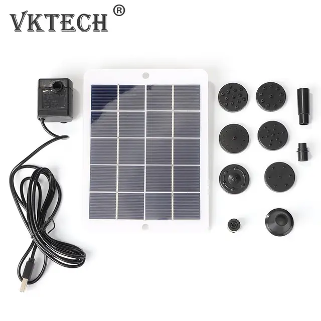 5W 5 V -Os Napenergia -Szökőkút Szivattyú 9 Fúvókával -Szivattyúk Készlet Tó Víz Sprinkler Permetezőgép Madárfürdő -Kerti Medencékhez - Image 6