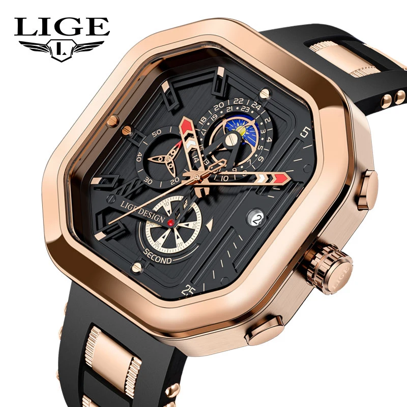 LIGE Men Watches for Men Date Quartz  Luxury Military Big Casual Sport Wrist Watch Man Clock Fashion Chronograph Wristwatch