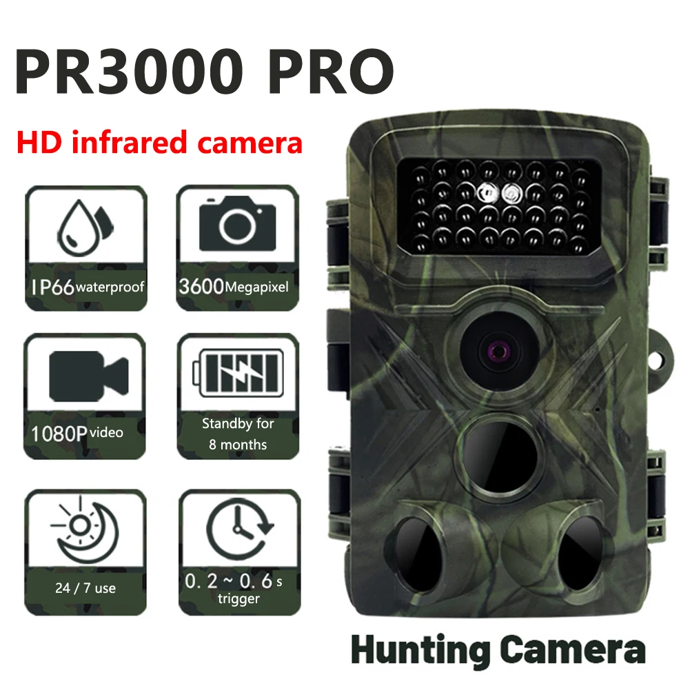 

Мини-фотоловушка PR3000 Pro, 1080P, 36 МП, HD, для дикой природы, IP66