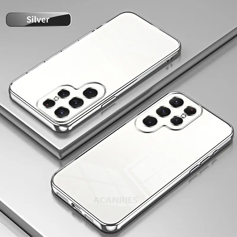 thumbnail image 1 of S 24 23 22 21 Luxury Plating Transparent Case For Samsung Galaxy S24 S23 S22 S21 Fe Plus Ultra 5g Silicone Back Cover S23fe, 1 of 5