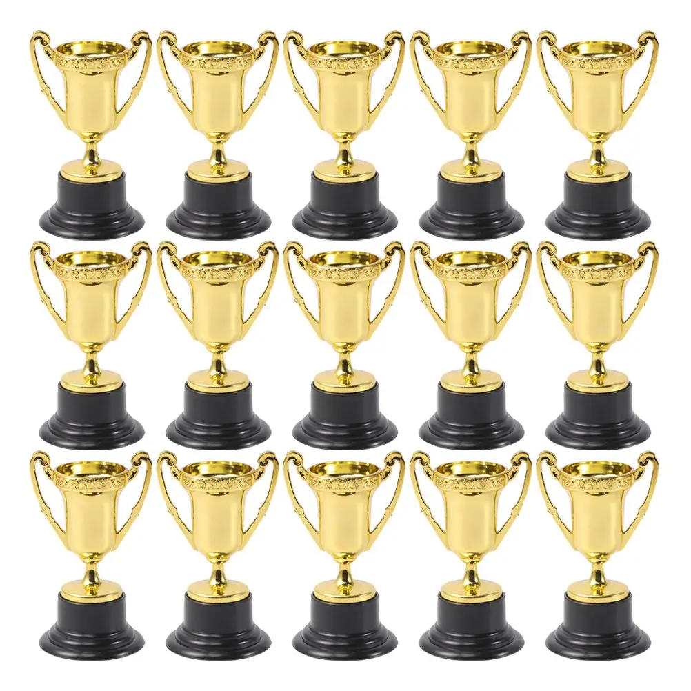 30pcs Golden Mini Award Trophy Plastic Reward Prizes Decor Children Reward Gift Children's Miniature Mini Small Prize Cup For