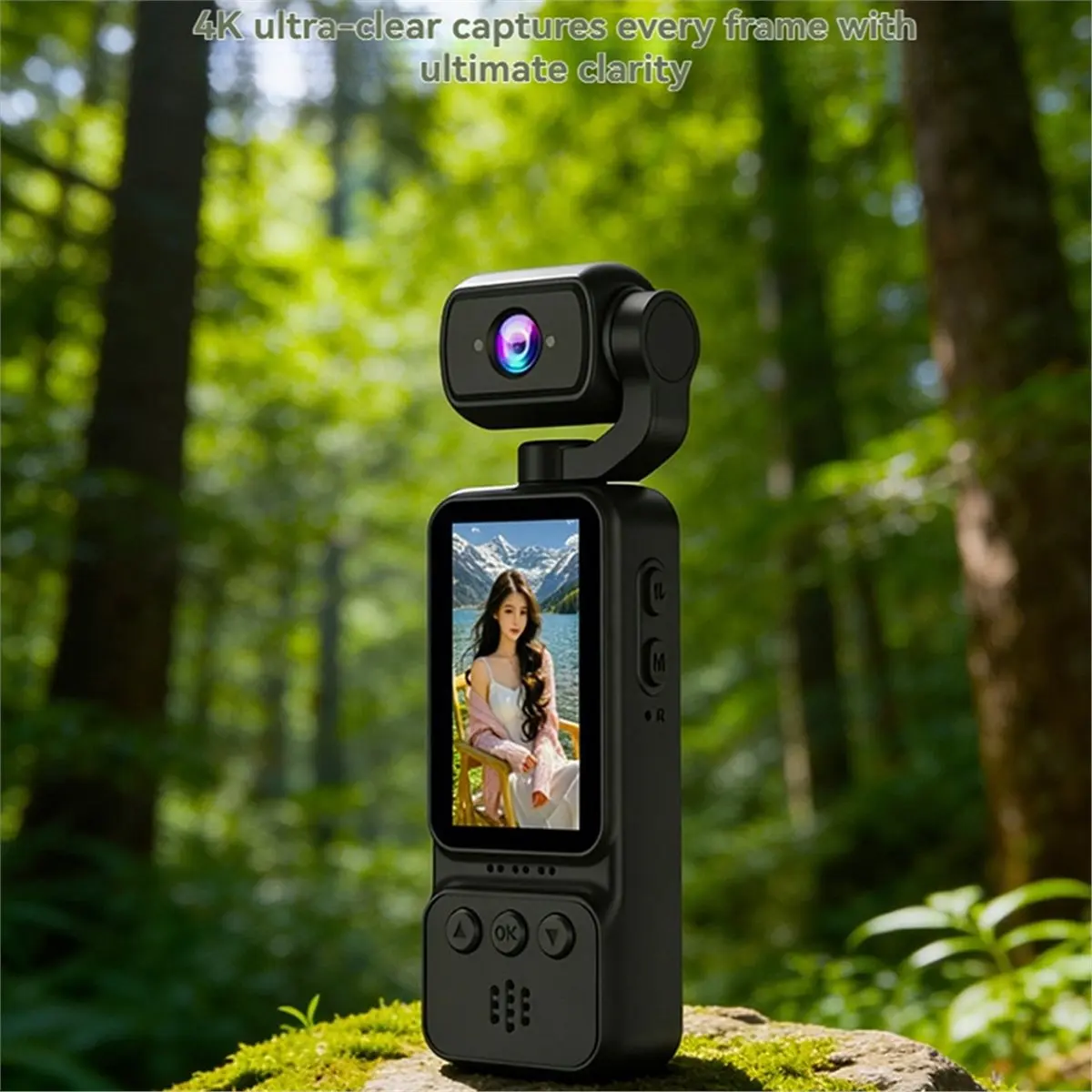 N05R 4K HD WiFi 액션 카메라, 180도 회전 렌즈, 자동 초점 기능 탑재..