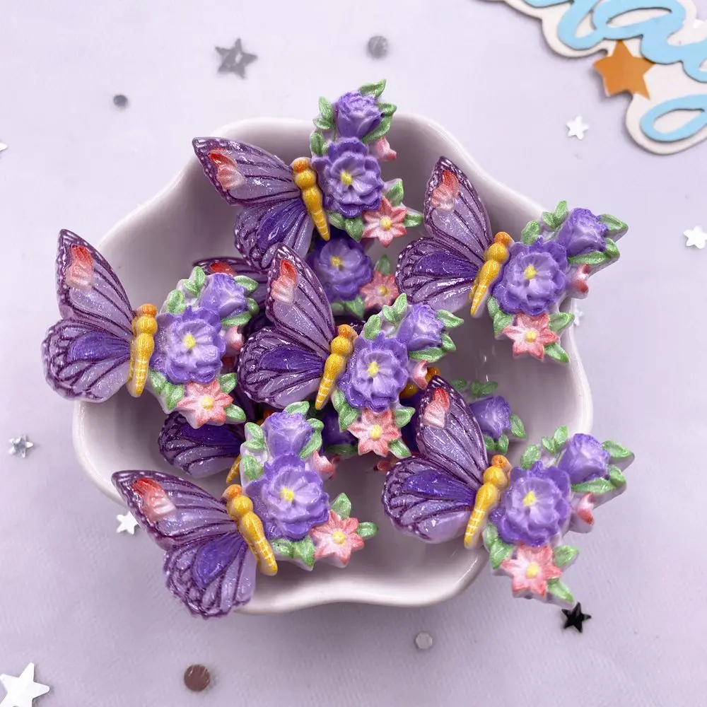 10 Stück bunte Glitzer-Blume, Schmetterling, flache Rückseite, Strass-Applikation, DIY, Hochzeit, Sammelalbum, Charm-Dekor, DIY-Schmuckherstellung, Kunsthandwerk – Detail 3