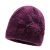 Bonnet for Women Winter Hats Fashion Floral Cross Knitted Hat Ladies Warm Velvet Winter Hat Skullies Beanies MOM Grandmother Cap 6