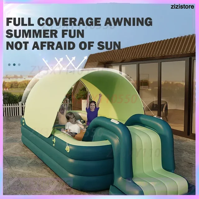 Large Inflatable Swimming Pool for Summer Family Fun with Water Slide Outdoor Baby Pool Toy Water Game 2