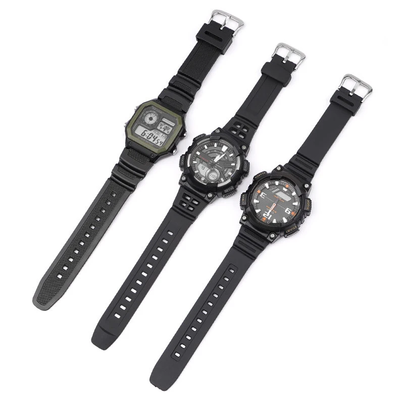 Premium 18mm Black Silicone Rubber Watch Strap with Pin Buckle