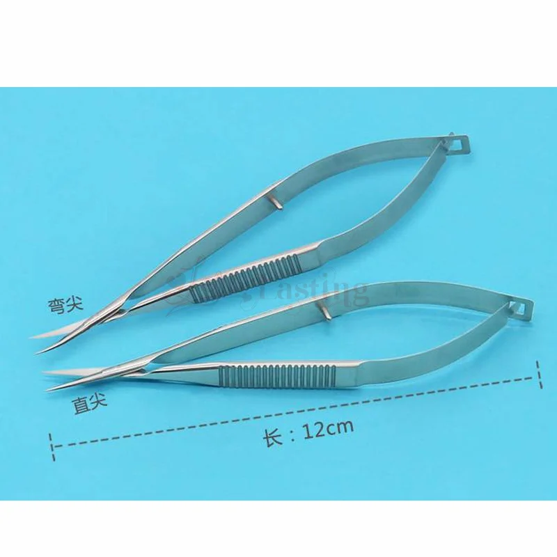 Ophthalmic Corneal Scissors Angle Microsurgical Stainless Steel Curved Straight pointed 12/14/16cm Hand Surgical Scissors ﻿ 3