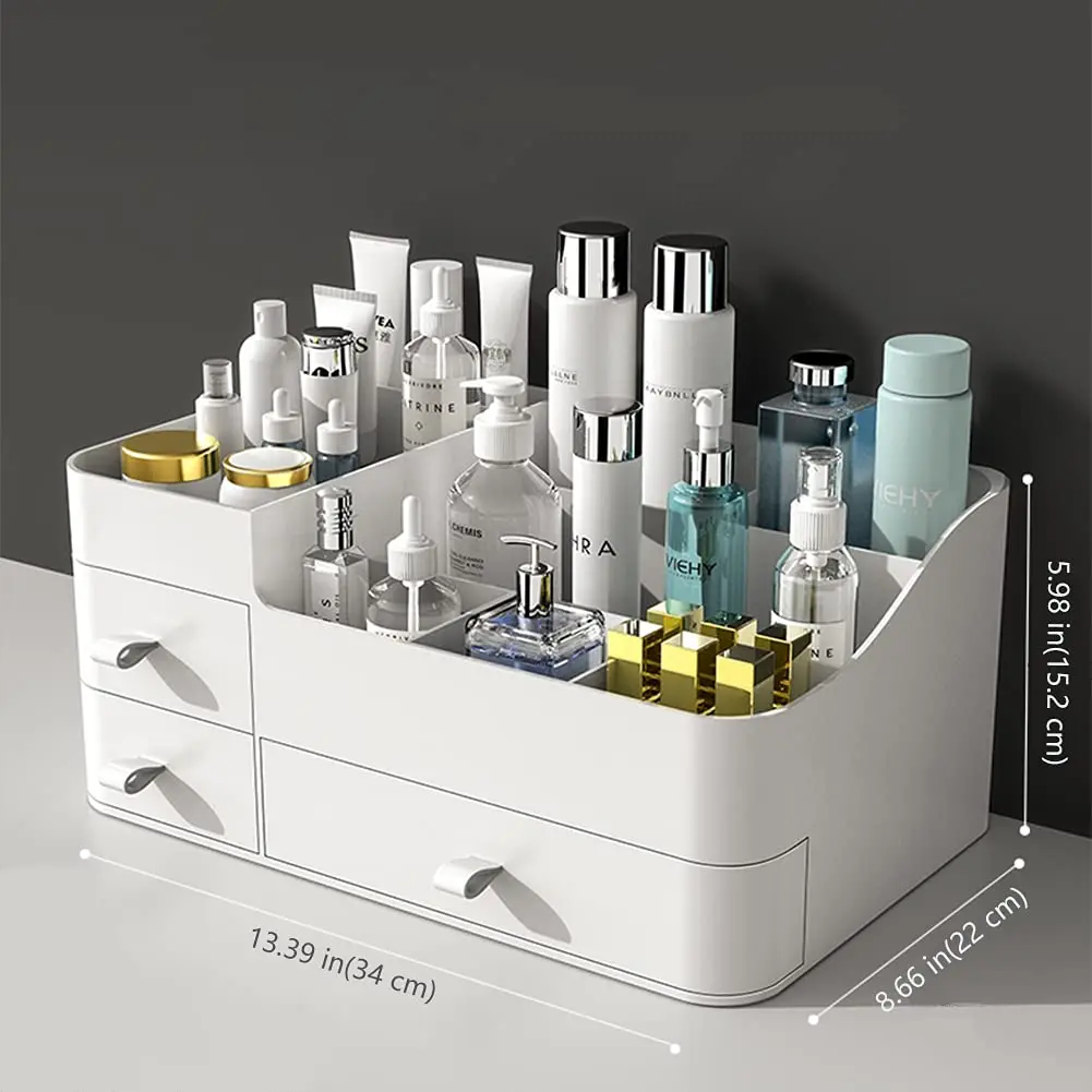 1pc Large Capacity Makeup Organizer for Vanity Desk Organizer with Drawers for Cosmetics, Lipsticks, Jewelry，Care Skincare 6
