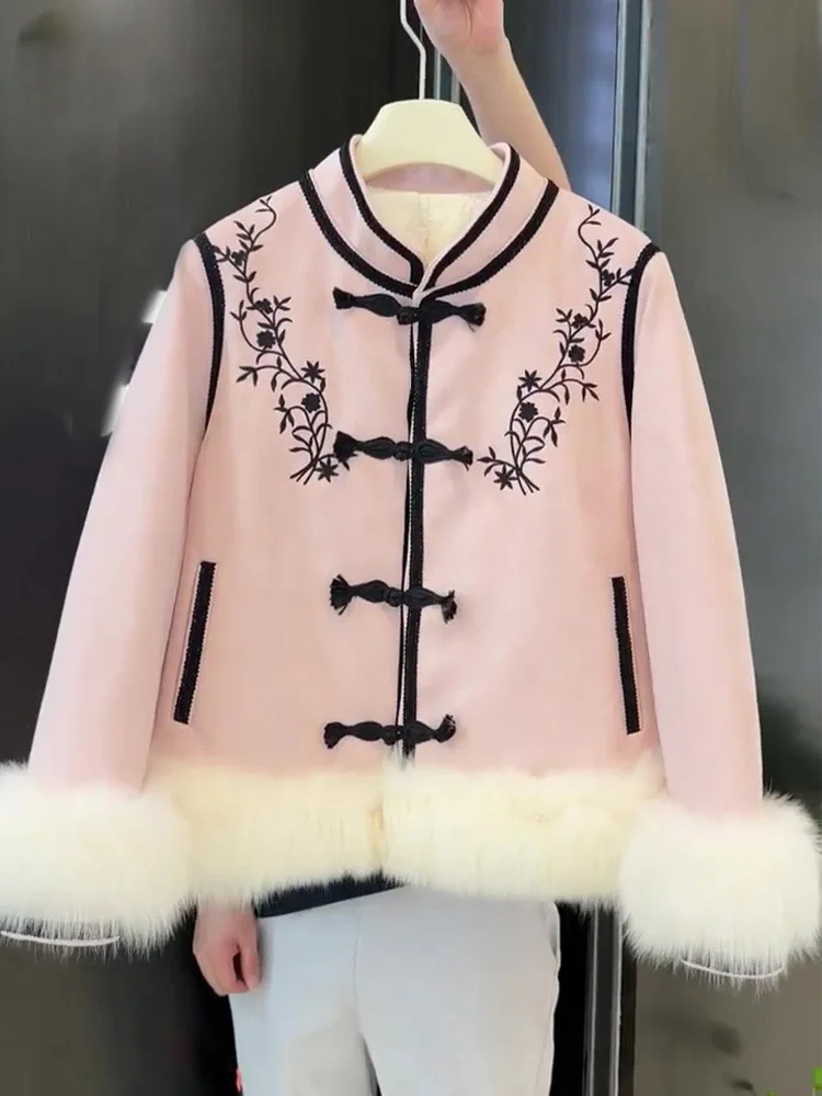 

Women's Clothing New Chinese Style Buckle Faux Fur Coat Winter New 24