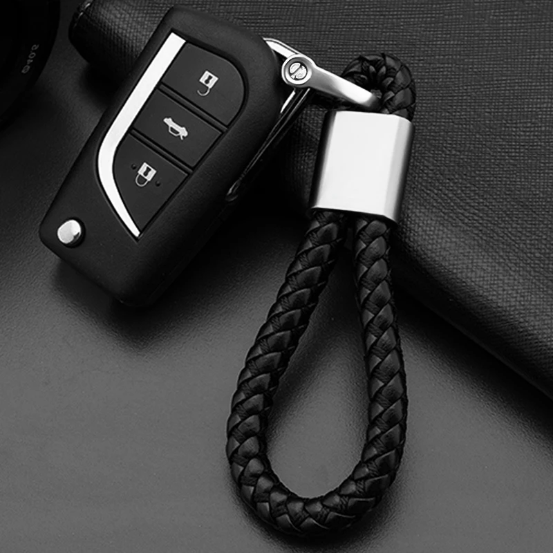 3D Men Women Leather Braided Rope Car Keychain for Mercedes Audi Vw ...