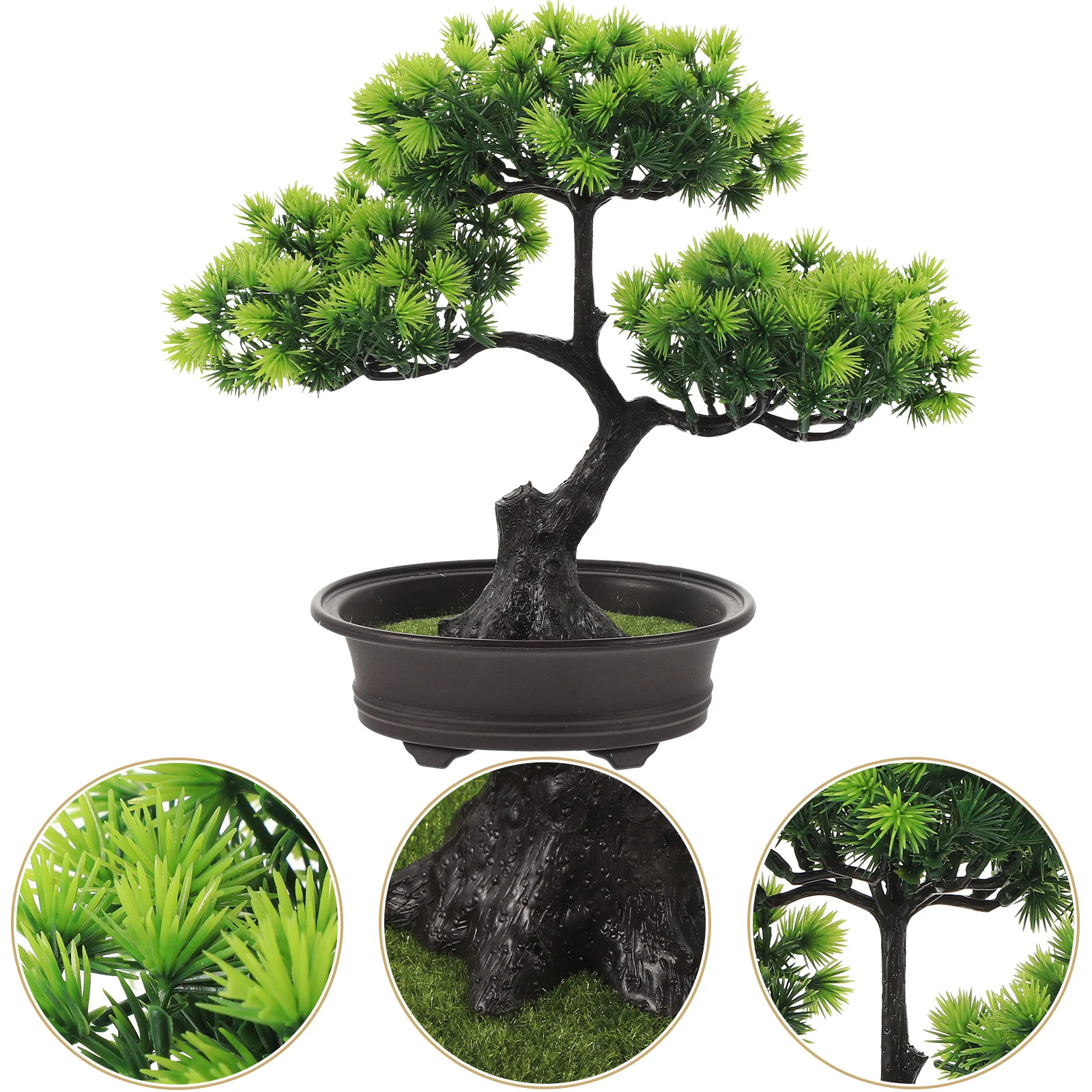 

Welcome Pine Flower Potted Plant Plastic Ornament Faux Indoor Plants Flowerpot Artificial Bonsai Adornments Ornaments Office