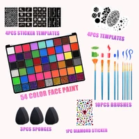 Kit de peinture corporelle et visage professionnelle 54 couleurs pour fêtes ﻿ Kit de peinture pour le visage à base d'eau, non toxique, palette de peinture pour adultes 3