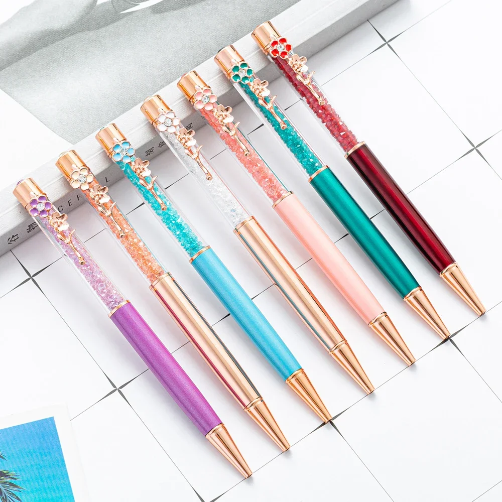 Creativity Colour Flower Quicksand Oil Ballpoint Pen Student Writing Pens Stationery Office School Supplies