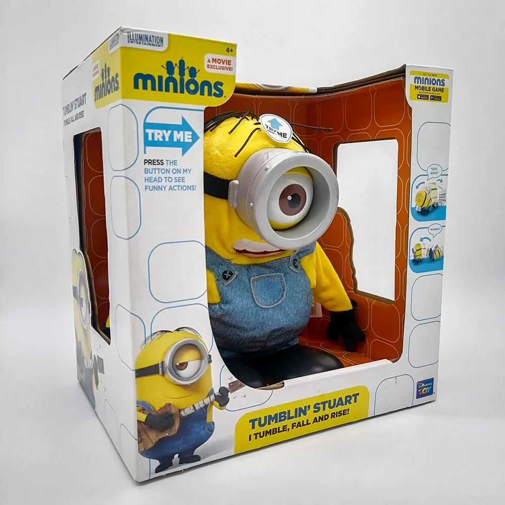 Minions Anime Movie Laughs Tumbling Stuart Electric Tumble Fall Rise Plush Funny Action Toys Kids Birthday Gifts