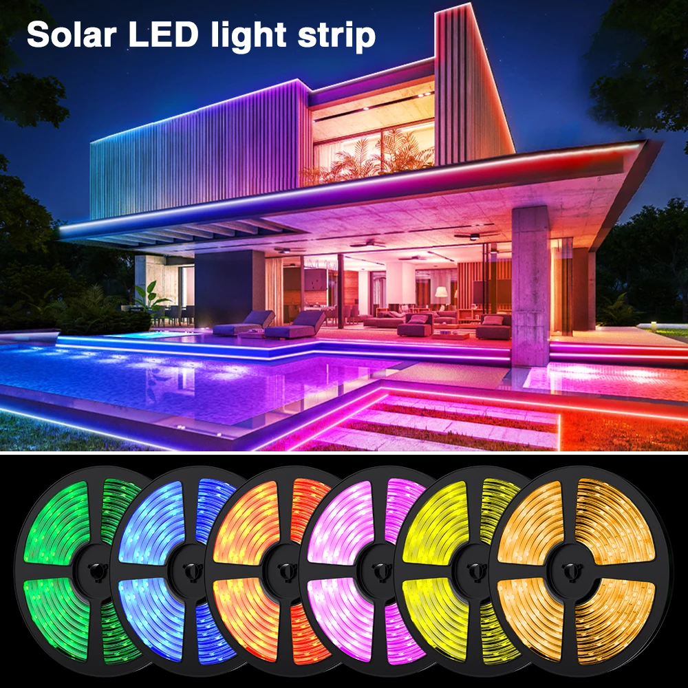 RGB LED Light Strip 5050 Remote Control String Waterproof Atmosphere Solar Lamp Christmas Lights Garden Party Decoration led indoor neon light shape night light usb ghost bull head room cabinet holiday creative decoration bar party atmosphere layout