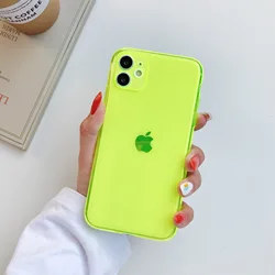 Vibrant Neon Fluorescent Soft TPU Phone Case with Clear Transparent Design - iPhone 12 Pro Max (Yellow)