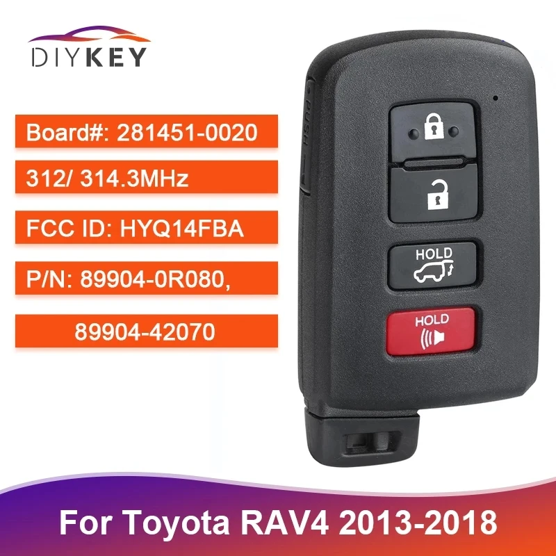 HYQ14FBA Toyota RAV4 2013 2014 2015 Avalon Camry Corolla Prius 0020 281451-0020 G Board Smart Key Remote Fob