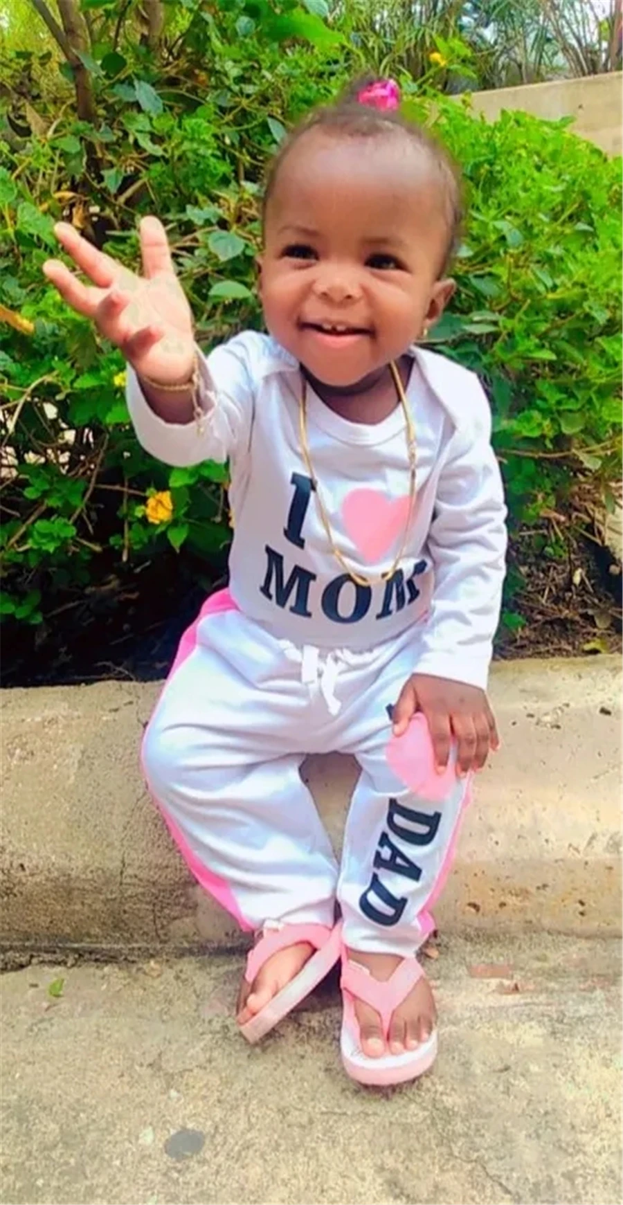 2PCS Baby Girl Bodysuit & Pants Set 2