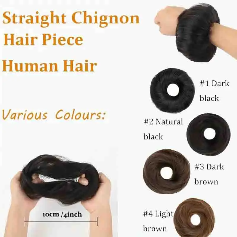 Straight Human Hair Bun for Women Human Hair Chignon in Black Versatile Styling Accessory for Everyday or Special Occasions