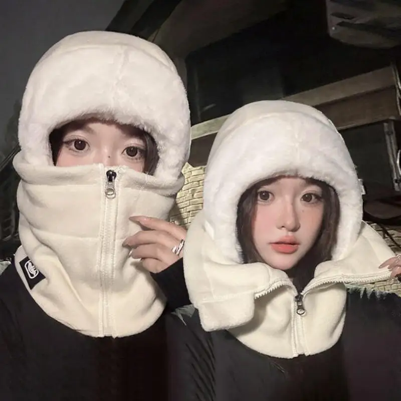 Head Face Neck Integrated Cycling Warm Hat Winter Outdoor Cycling Thick Plush Scarf Windproof And Cold Proof Warm Face Mask