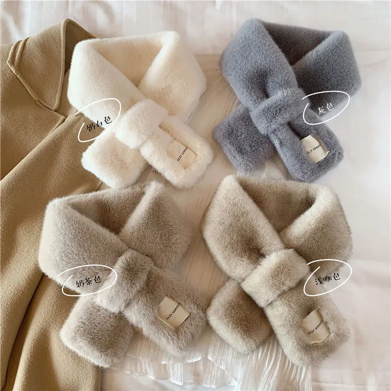 

Designer Brand 목도리 High Quality Fur Rabbit Hair Scarf for Women Winter Thickened Warm Korean Neck Шарф Женский Зимний Hot Sale