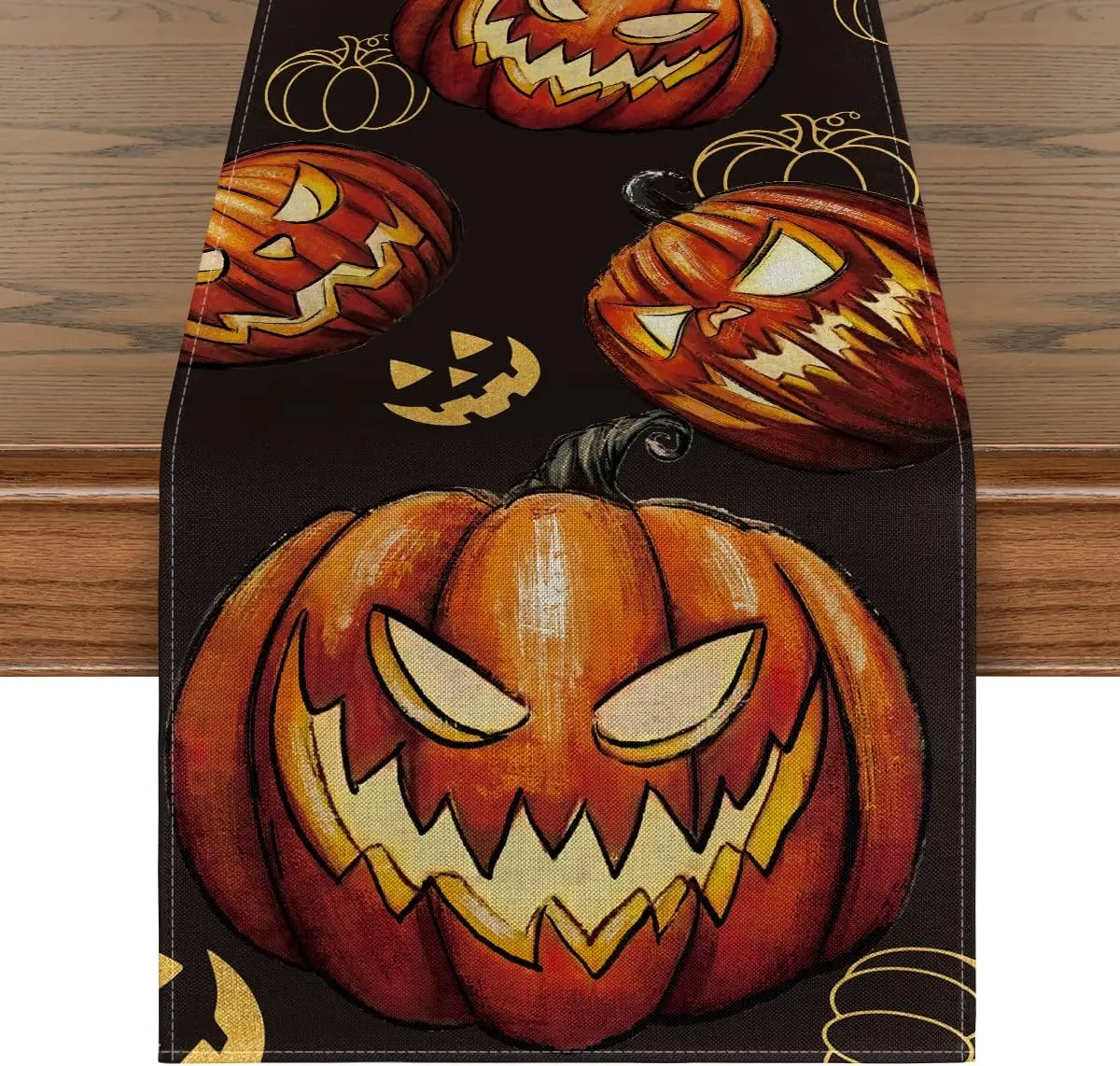 

Halloween Horror Pumpkin Linen Table Runners Kitchen Table Decor Farmhouse Table Runner for Dining Table Halloween Decorations