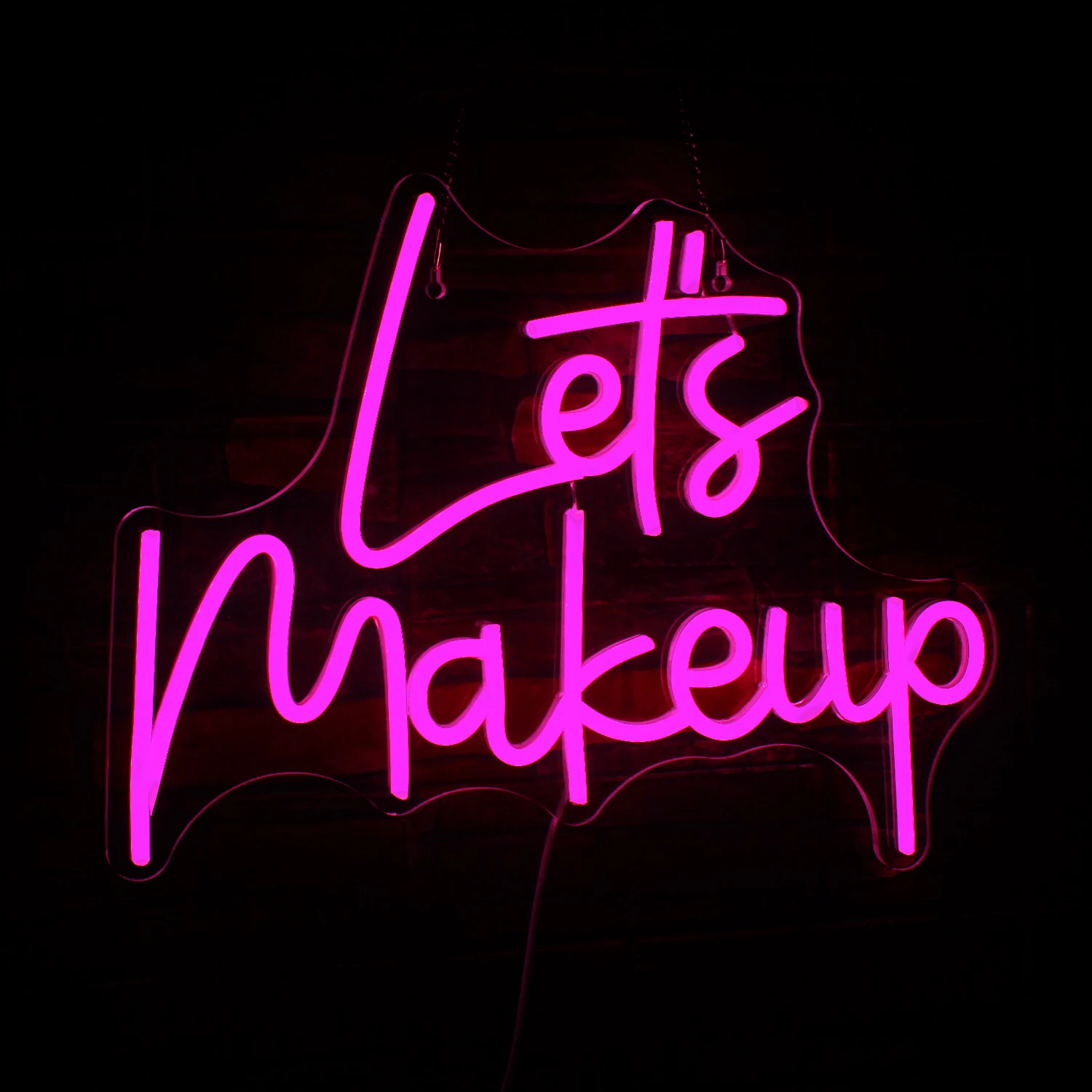 Let's Makeup Neon Sign Pink Letter Led Neon Sign for Bedroom Girl Room Beauty Salon Shop Party Masquerade Wall Decor Neon Light