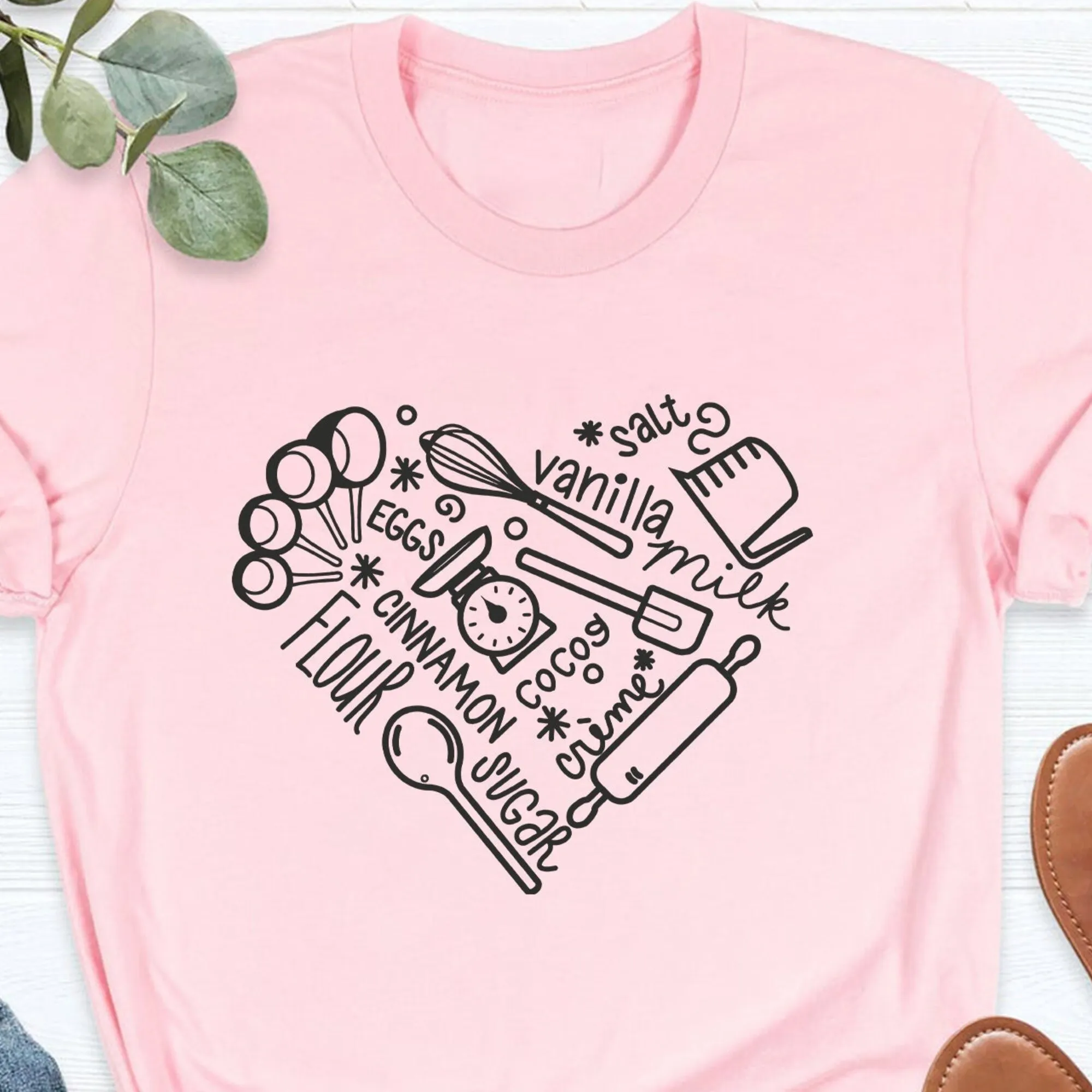 Bakery Heart T Shirt Chef Mother Baking Lover For Mom Cooker Baker Bakers