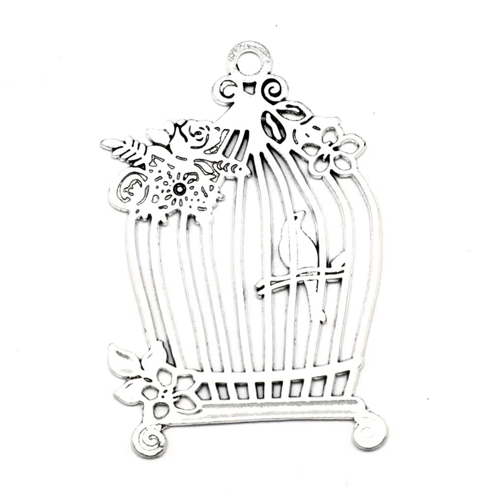 

Bird Cage Pendants Pendant For Jewelri Children Craft Supplies For Jewelry 38x58mm 2pcs Antique Silver Color