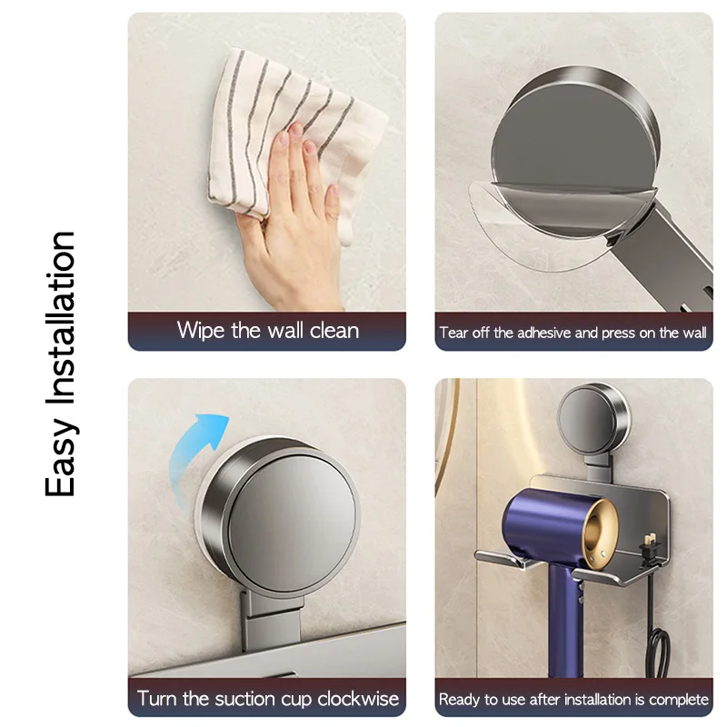 Hair Dryer Holder Suction Cup Wall Mounted Self Adhesive For Dyson Hairdryer