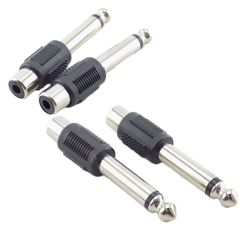 Audio Conversion Cable Audio Cord Cable 4pcs RCA Lotus female seat AV to 6.5 male plug 6.35 mono mixer audio adapter plug DIY FM microphone