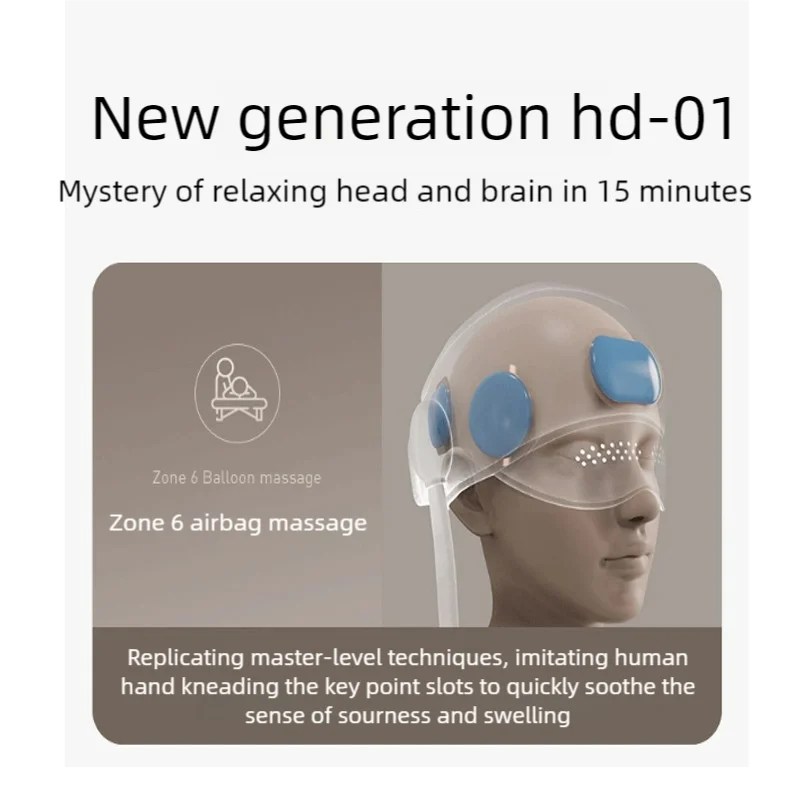 Head Massager Machine Electric Decompression Sleeper Soul Extractor Scalp Eye Hot Compression Rechargeable Simulation Massage