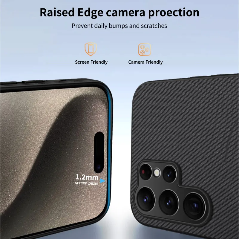 Luxury Carbon Fiber Slim Phone Case - Metal Magnetic Shockproof Camera Protector