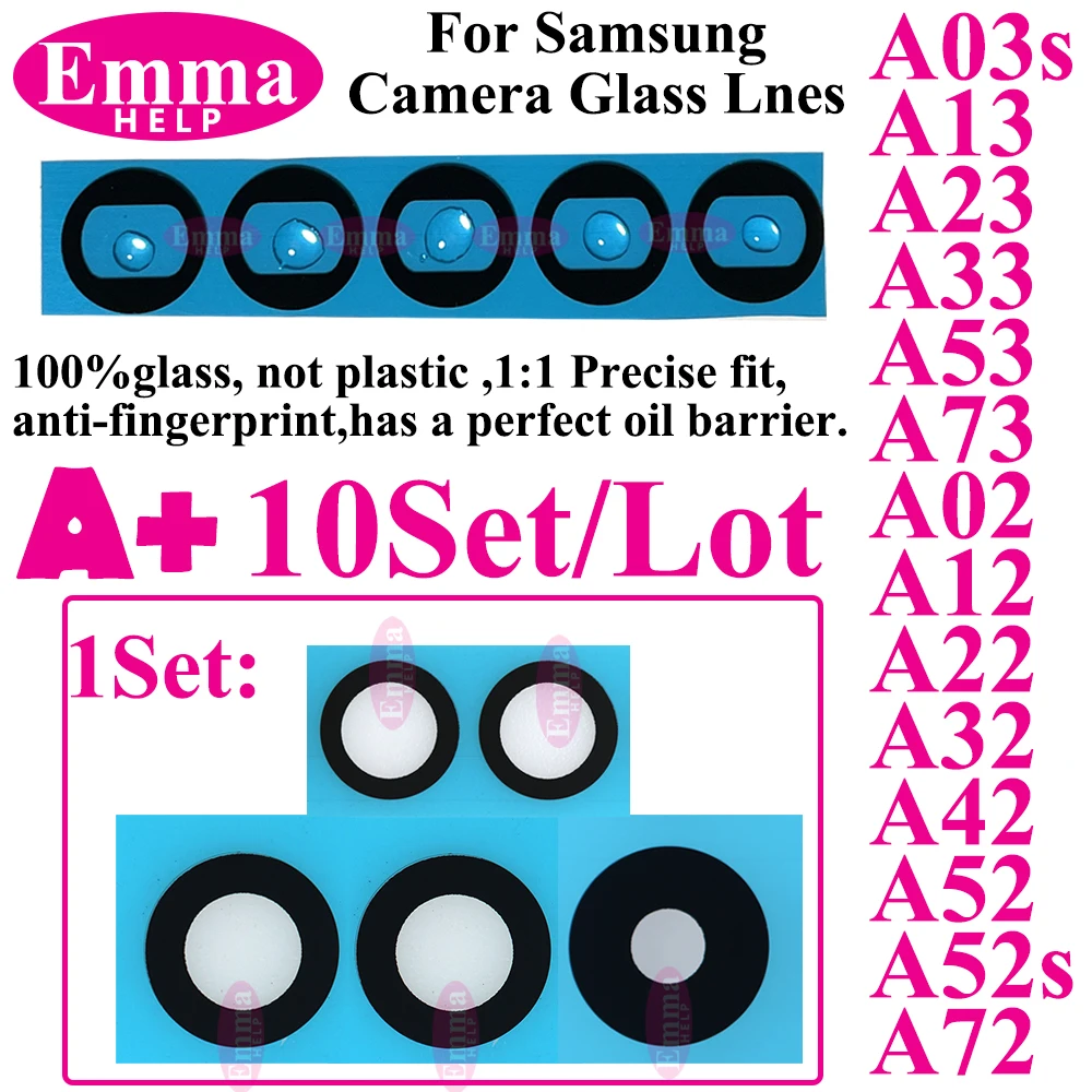Premium Back Rear Camera Glass Lens Replacement with Adhesive - 10 Pack