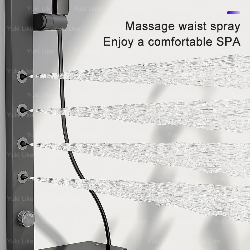 Digital Smart Grey Shower Set Bathroom Home Use Shower System Rainfall Sprayer Pressurised Bathing Apartment Head Shower 2