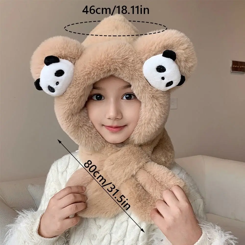 Warm Winter Hat Scarf Set Polyester Windproof Cartoon Panda