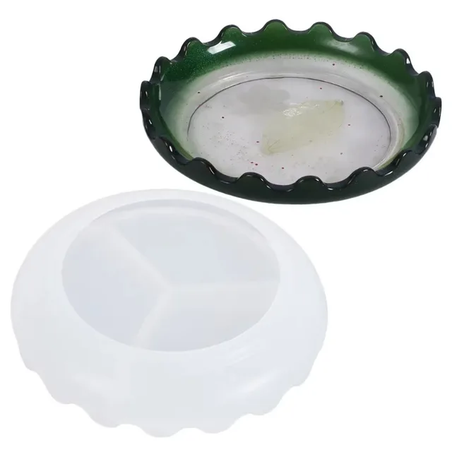 Mirror Waved Dish Crystal Glue Silicone Mold Handmade Round Flat Bottom Storage Box Molds DIY Accessories Arts Crafts Clay Mold 5
