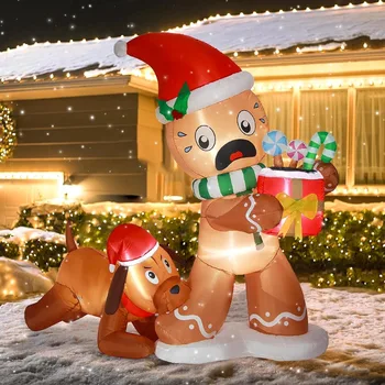 5FT Inflatable Gingerbread Dog 1