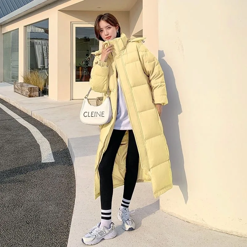 2023 New Women Down Jacket Winter Coat Female Mid Length Version Hooded Parkas Loose Large Size Outwear Warm Thick Overcoat