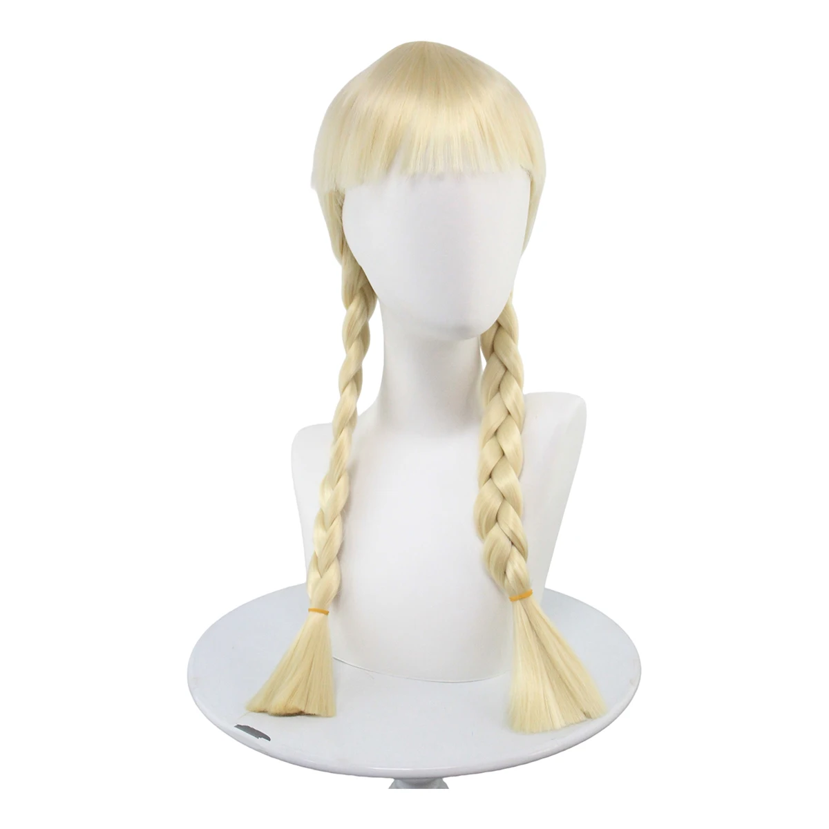 Radiant Blonde Braided Synthetic Wig with Bangs for Cosplay & Costume Events